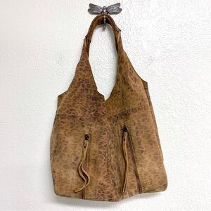 Sundance Solissa Leopard Hobo Suede Leather Bag